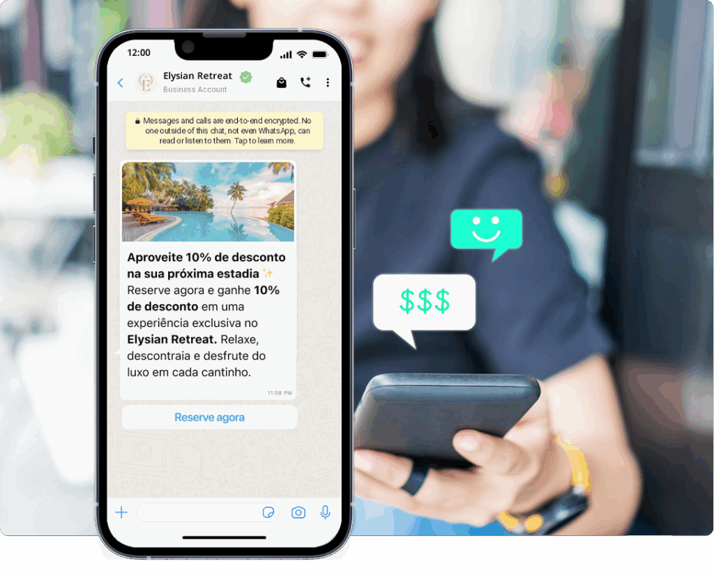 mobile PT elysian retreat mockup - Resolva suas provlemas de comunicação com o WhatsApp